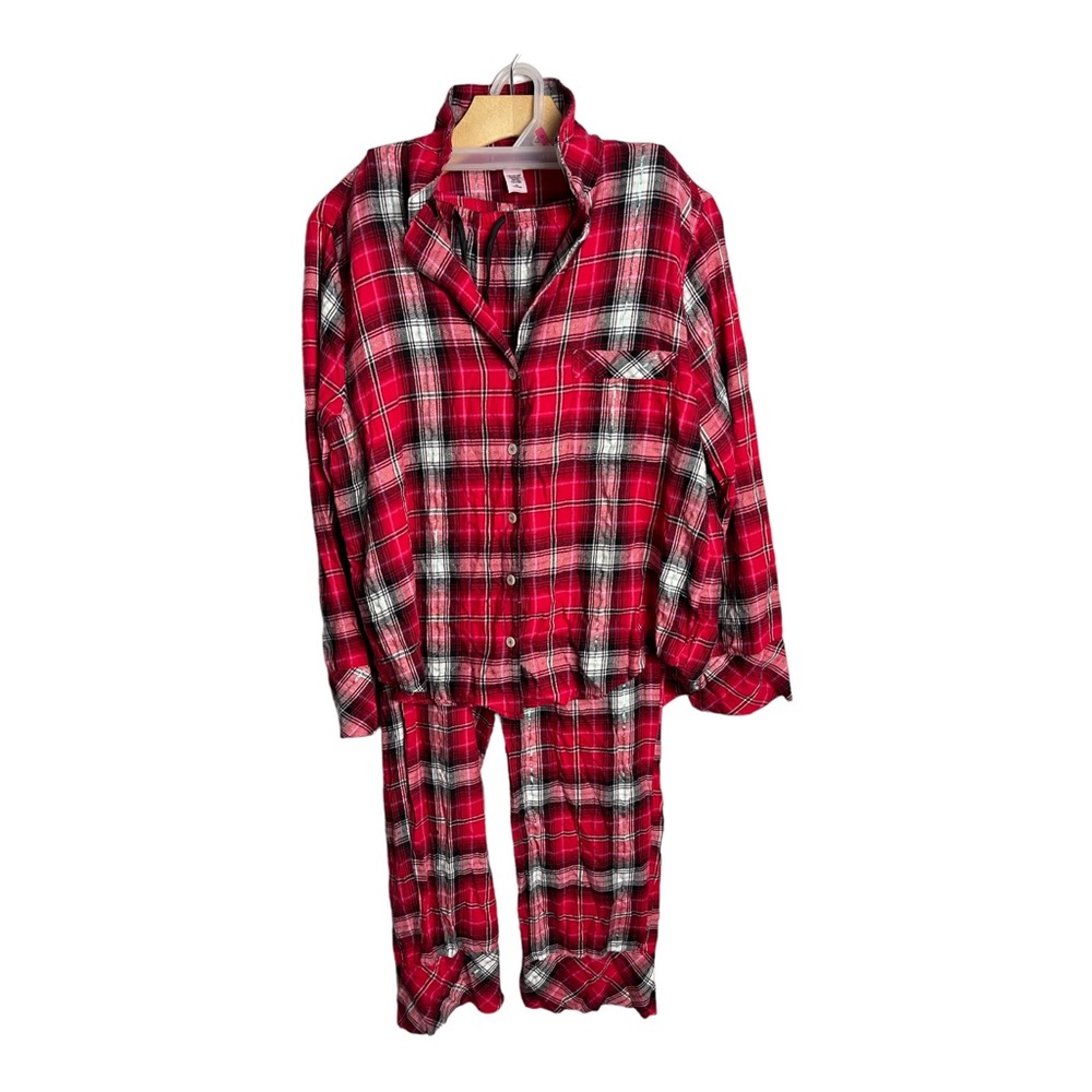 Victoria’s Secret PJ Pajama Set Satin Button Up Top Drawstring Pants Medium